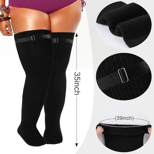 XEPST Plus Size Thigh High Socks Womens Over the Knee Leg Warmer Thigh Highs Widened Extra Long Thick Knit Socks for Women2