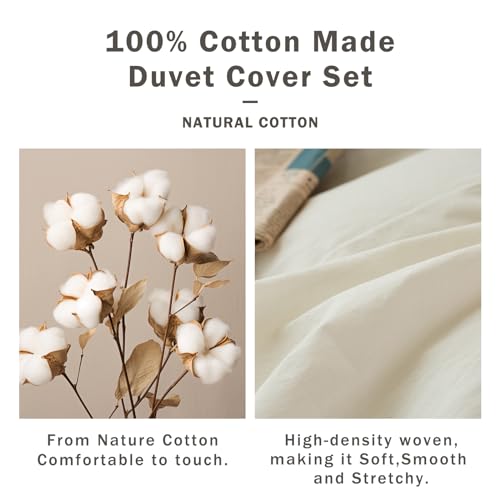 Emme White Cotton Duvet Cover Queen Size 3-Piece Set Soft Cotton Bedding Comforter Cover Full Size With 2 Pillow Shams Solid Color thumb #1