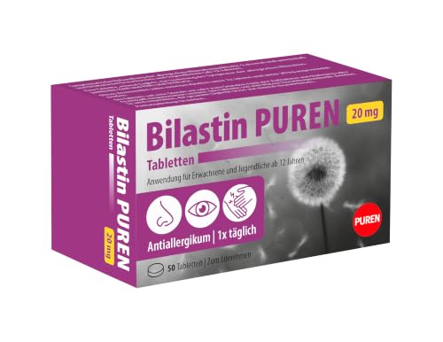 Bilastin PUREN 50 Allergietabletten - Antiallergikum zur Linderung von Allergie langanhaltende Wirkung einfache Einnahme
