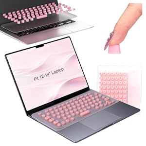 Funda de teclado para uñas largas, 119 calcomanías elevadas para teclado con cubierta universal de teclado de 14 pulgadas. Compatible con HP/Dell/Lenovo/Acer/Asus/Samsung (rosa, para laptop