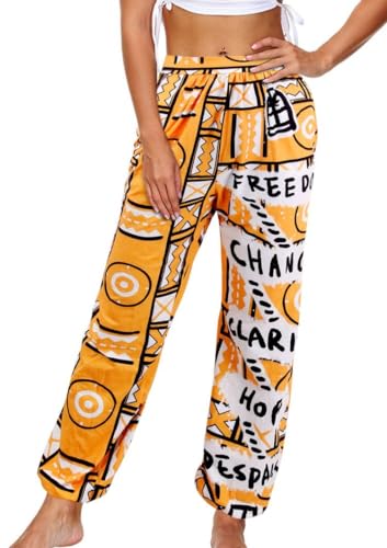 Liliam Women's Boho Floral Print Harem Pants High Waist Hippie Pants Trousers with Pockets