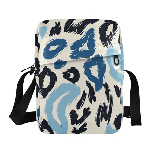 messenger bag cute mens shoulder bags crossbody Shoulder Handbags Adjustable Strap for Shopping Shopping- Blue Leopard Print