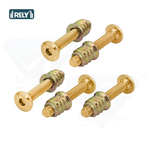 Image of Rely⇒VP INDUSTRIES (Combo Set -10 Pcs) M8x20 mm Allen JCB Screw with M8x15 mm Interface Thread Wood Insert D-Nut With Allen Key 1 Pc | Fastener for Joining Wood Boards,Cupboards, Chairs & Beds