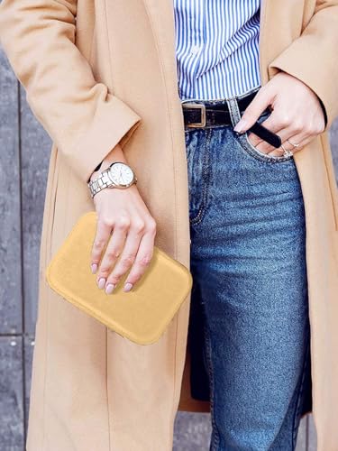 Image of Cortina Jewellery Organiser PU Leather Zipper | Portable Storage Box Case with Dividers | Container for Rings, Earrings, Necklace Home Organizer - Yellow