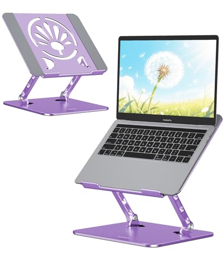 Axbima Aluminum Laptop Stand for Desk – Adjustable Ergonomic Laptop Riser, Foldable & Portable Holder Fit for MacBook & 10'-16' Laptops for Office, Home & Travel,Purple