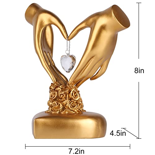 Heart Sculpture Home Decor, Gold Decor Love Finger Gesture Statue,Couple Figurines Modern Art Collectibles Ornaments For Living Room Shelf ,Valentines Day Wedding Anniversary Romantic Couple Gift #TOP1