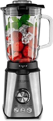 ZEEGMA Blender 1600 W batteur sur socle multifonctionnel, mixeur avec tasse de 1,7 l, trois modes de fonctionnement automatiques, contrôle de vitesse en douceur, 6 couteaux en acier inoxydable