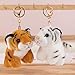 Hoheng Tiger Keychain Cute Derpy Tiger Plush Keychain Yellow White Plush Bag Purse Charms for Handbags Animal Accessories
