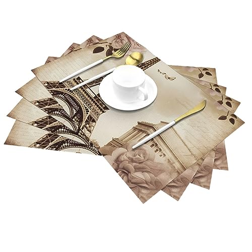 Lot de 6 sets de table antidérapants au design rétro chic de haute qualité