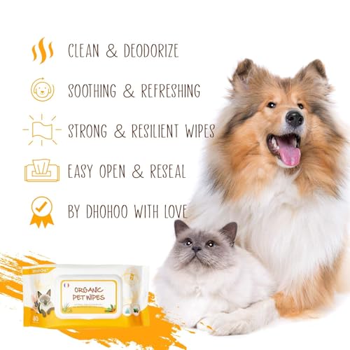Dhohoo Pet Wipes,80-Count Pack (3-Pack),Gentle, Hypoallergenic Pet Grooming Wipes for Dogs & Cats,Perfect for Paws, Face, & Fur Cleaning,Odor Remover & Quick Clean Solution Dhohoo Pet Wipes,80-Count Pack (3-Pack),Gentle, Hypoallergenic Pet Grooming Wipes for Dogs & Cats,Perfect for Paws, Face, & Fur Cleaning,Odor Remover & Quick Clean Solution