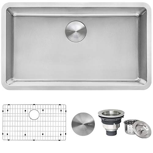 Ruvati RVM5927 - Fregadero de cocina de acero inoxidable de calibre 16 de 27 pulgadas
