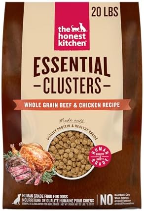 The Honest Kitchen Human Grade Essential Clusters Dry Dog Food, Whole Grain Beef & Chicken 20 lb Bag