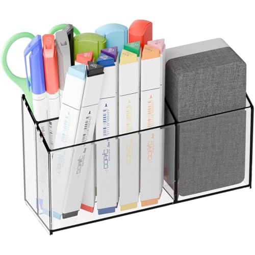 Yieach Clear Dry Erase Markers Magnetic Holder for Whiteboard,Refrigerator -With Magnet,Adhesive,Non Slip Magnetic Cup for Fridge,White Board Marker Holders and Chalk Holder for Wall,Classroom,Expo