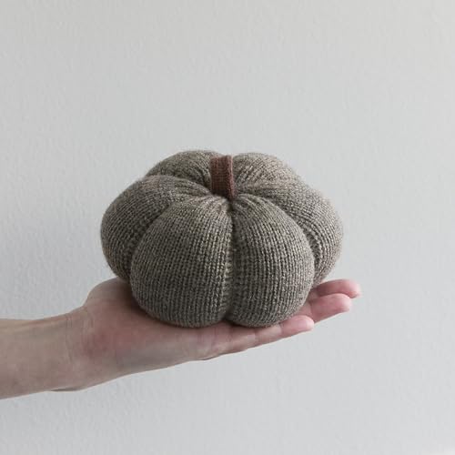 Image of Set of 3 Multi-size Cozy Knit Pumpkins (Granite Large Multi-size set) | Fall Home decor, Shelf sitters, Bowl fillers, Gift for Friend