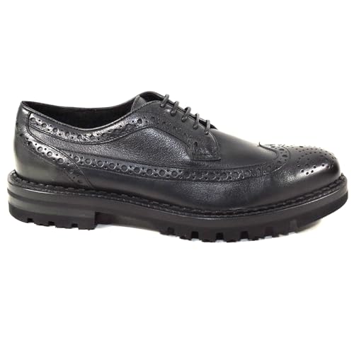 Men's Black Leather Comfort Winter Oxford Shoes, Size 43 EU4