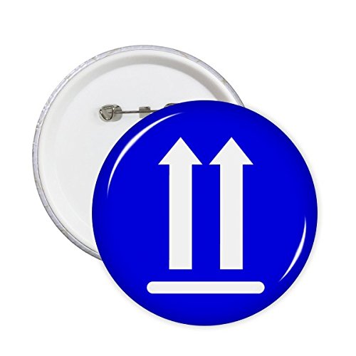 Badge bouton carré bleu grand format pour signaler une direction avec une épingle XL