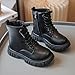 Girls Lace Up Riding Boots Fall Fashion Side Zip Up Cozy Combat Shoes Lug Sole Chunky Bottom Warm Boot for Toddler