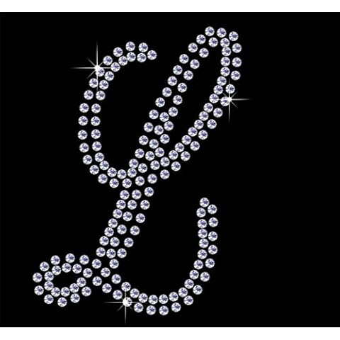 TShirt Showroom 4" Fancy letter L Hotfix Rhinestone Diamante Iron on Transfer Motif Applique Cover