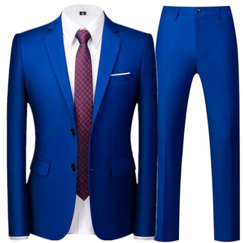 Spring Autumn Fashion Men's Business Casual Solid Color Suits Set Two Button Slim Fit Formal Suit3