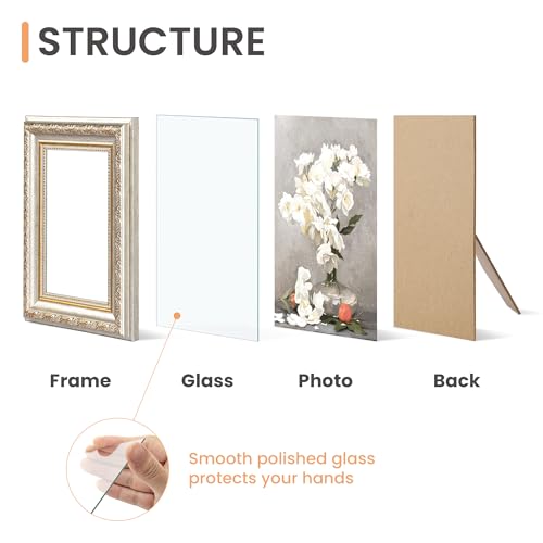 Image of upsimples Vintage 5x7 Picture Frame, Antique White and Gold Frames, 2 Pack