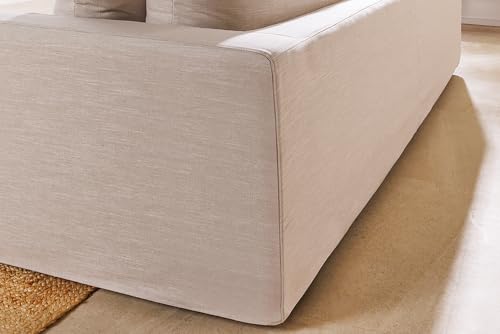 Riess Ambiente 3-Sitzer Sofa Heaven - 210cm - Natur - Leinenstoff Gänsefeder-Kissen Federkern Abnehmbarer Bezug Rundum-Bezug inklusive Kissen XXL-Couch