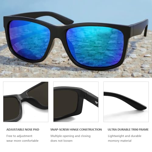 Image of WISTON XXL Z87 Sunglasses for Men Women Fit Big Head Sunglasses UV400 Protection TR90 Frame Wide Square Sun GlassesZ8242