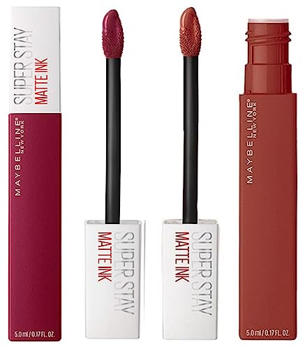 Image of Maybelline New York Super Stay Matte Ink Liquid Lipstick, 115 Founder, 5g & Maybelline New York Super Stay Matte Ink Liquid Lipstick, Seeker, 5g