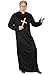 Produktbild Foxxeo Priester Kostüm für Herren Robe mit Kragen in Größe M bis XXXXL - Pfarrer Talar Herrenkostüm Obergewand Gott Karneval Fasching Party Kirche schwarz Größe XL