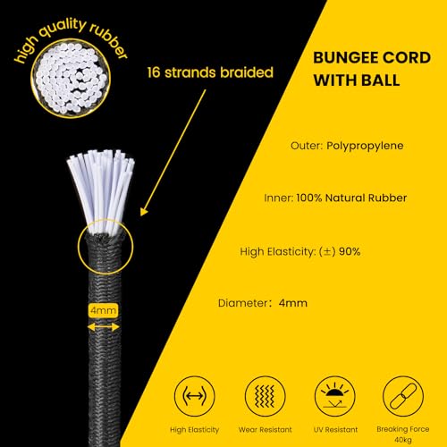 Brotree Bungee Cords with Balls 50 Packs 15cm Tarpaulin Bungee Balls Bungee Ties Heavy Duty for Tent Tarpaulin - Image 3