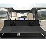 Car Rear Seat Mattress Extension Plate, Portable Mattress for Sleeping, Foldable Back Seat Extender, Increase Travel Trunk Space and Car Bed Camping Space for Car, SUV, Model Y/3 (Black-Oxford Fabric)