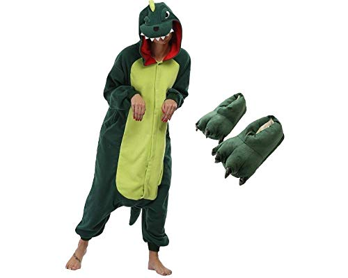 Kit Pijama Dinossauro com Pantufa Verde Jogo Free Fire Tamanho: P 36-38