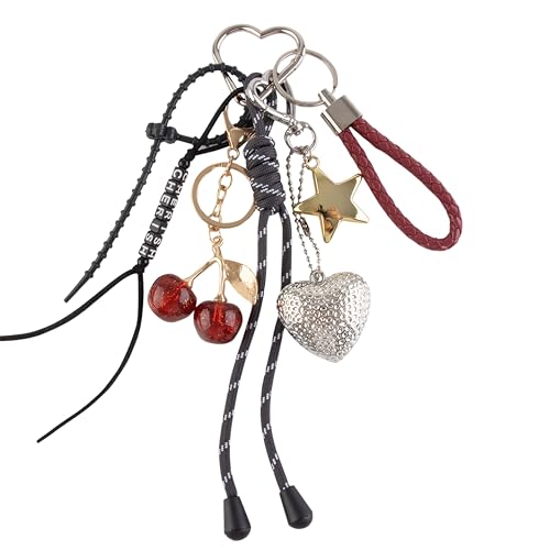 Georgie Porgy Accessoires pour Sacs à main Bag Charm Porte-clés pour Femmes Pendentif de Sac pour Sac à dos Cadeau d'anniversaire pour filles (Cerise Cœur Cherish)