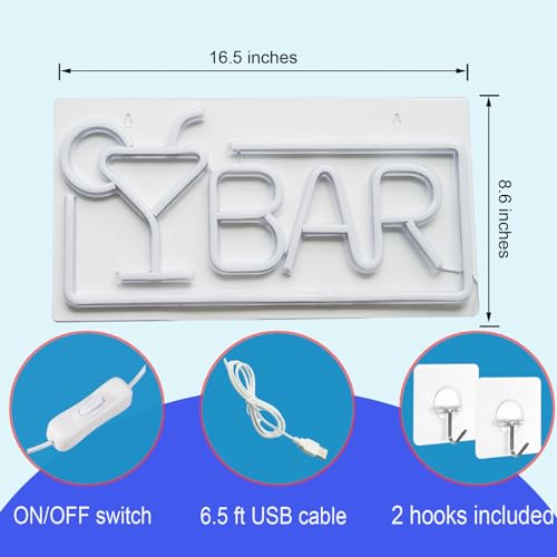 Image of Bar LED Neon Light Sign USB Operated with Switch for Home Business Storefront Window Glass Door Shop Bar Pubs Hotel Club Bistro Party (Red BAR)