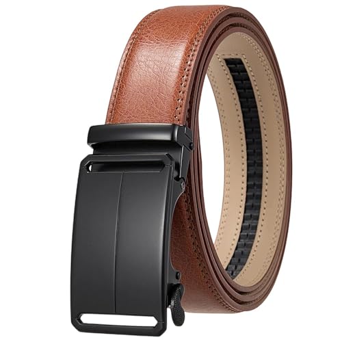 Men 3.5Cm Width Genuine Leather Belt Solid Automatic Buckle Mens Dress Suit Belts Style 8 115CM