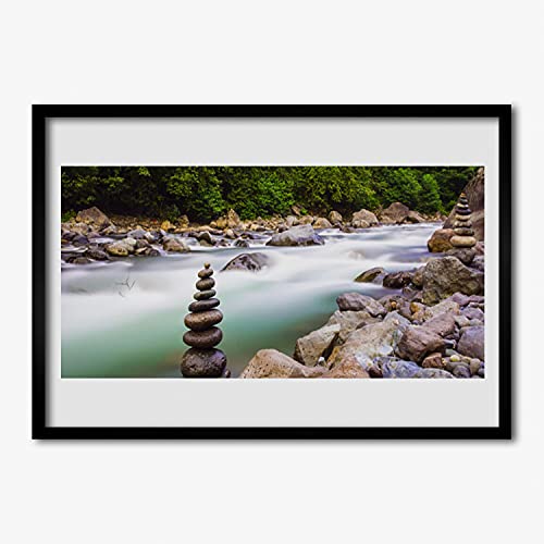 Image murale haut de gamme avec cadre en MDF solide motif Las Potok format rectangulaire horizontal
