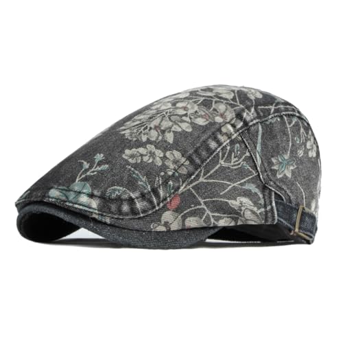 Image of Quanhaigou Unisex Denim Newsboy Hats Flat Ivy Gatsby Cabbie Driving Berets Hat Cotton Dad Cap for Men Women
