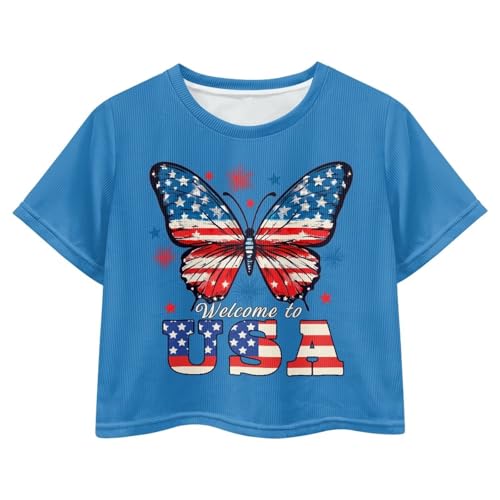 Image of Kids Crop Top Short Sleeve T-Shirts for Girls Size 5-14