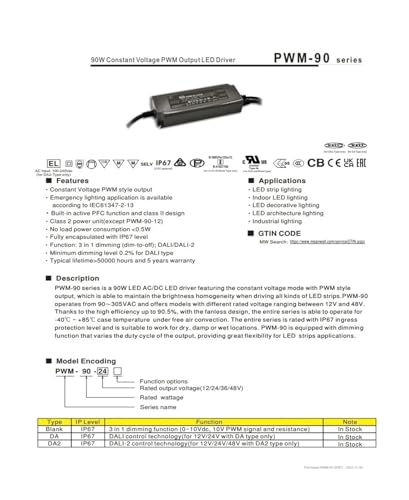 Transformateur IP67 PWM-90-24DA avec gradation DALI précise - 3