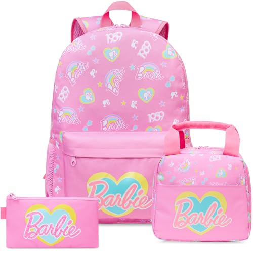 Get Trend Barbie Girls Backpack, Lunch Bag & Pencil Case, 3-Piece Set