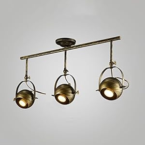 Rétro industriel plafonnier lumière mur lampe vêtements magasin rail rails lampes bar LED spots fond mur affichage Shot lumière LED Outfit long Rod plafond spots E27 (Color : Bronze-Three head)