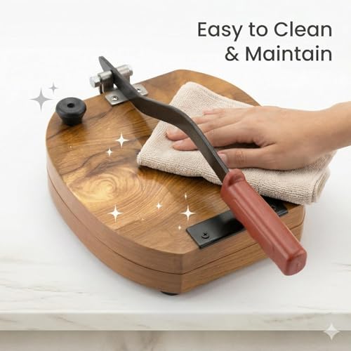 Image of Wooden Roti Press Machine | Papad, Thepla & Puri Maker | Heavy Duty Manual Chapati Press with Strong Handle | Dough Flattening Kitchen Tool-1-Pack