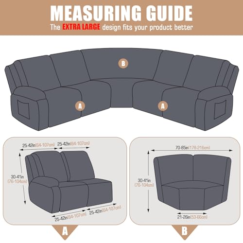 Fundas de sofá modulares extragrandes contra manchas de mascotas juego elástico gris 3