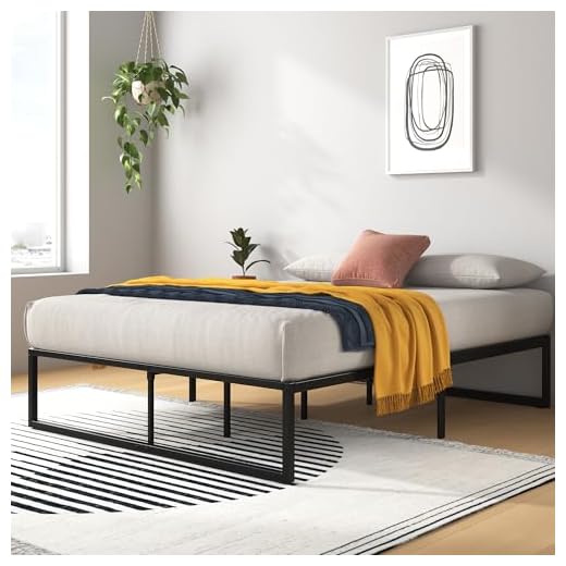 Zinus Lorelai Rete Una Piazza e Mezza 120x190 cm - Struttura Letto con Doghe in Metallo Incluse - Altezza 36 cm con Spazio Sottostante - Facile da Montare - Nero