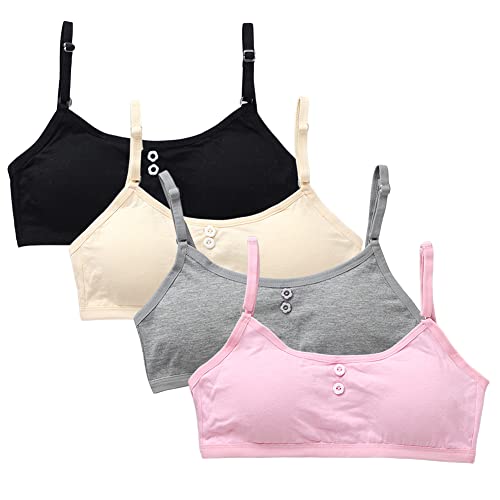 Eforcase 4PCS Girls’ Training Bra Girls Breathable Sports Cami Bras Adjustable Strap Bralette Activewear Bra
