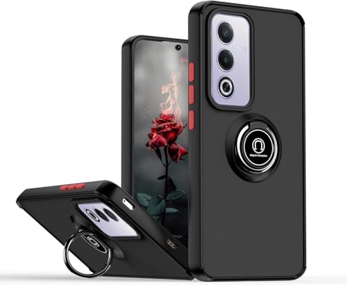 Movilear Funda Carcasa para OPPO Find X5 Lite 5G / Reno 7 5G, Antigolpes con Soporte de Anillo, TPU + PC Translucido Anti- Arañazos Negro Fant