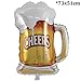 CheeseandU 3Packs Party Large Foil Balloons - Beer Mug & Whiskey Bottle & Golden Crown for Bar Valentines Wedding Decors Aluminium Balloon Birthday Party Decoration Supplies