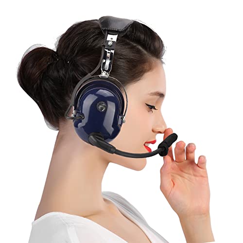 Joyzan 3.5mm Windproof Headphone, Clear Voice Pilot Headset General Noise Reduction Dual Plug Headphone with Microphone Adjustable Headband Aviation Headset for Pilots