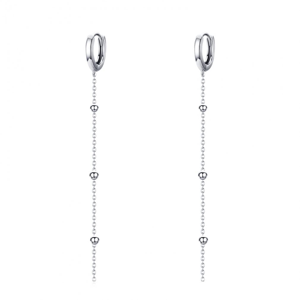 Pendientes largos de cadena con strass elegantes para mujer 2