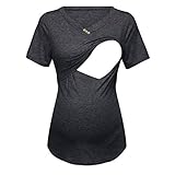Damen Baby in der Tasche T-Shirt Top Oberteil für Schwangere Mutterschaft T-Shirt Cute Mutterschaft Kleidung Lustige Witzig Spähen Baby Gedruckt Baumwolle Schwangerschaft Tops Damen Kurzarm Mutterschaft Klassische Seite Geraffte T-Shirt Tops Schwangerschaft Kleidung Damen Schwanger T-Shirt Stillshirt Mutterschaft Umstandstop Still-Shirt, Still-TOP