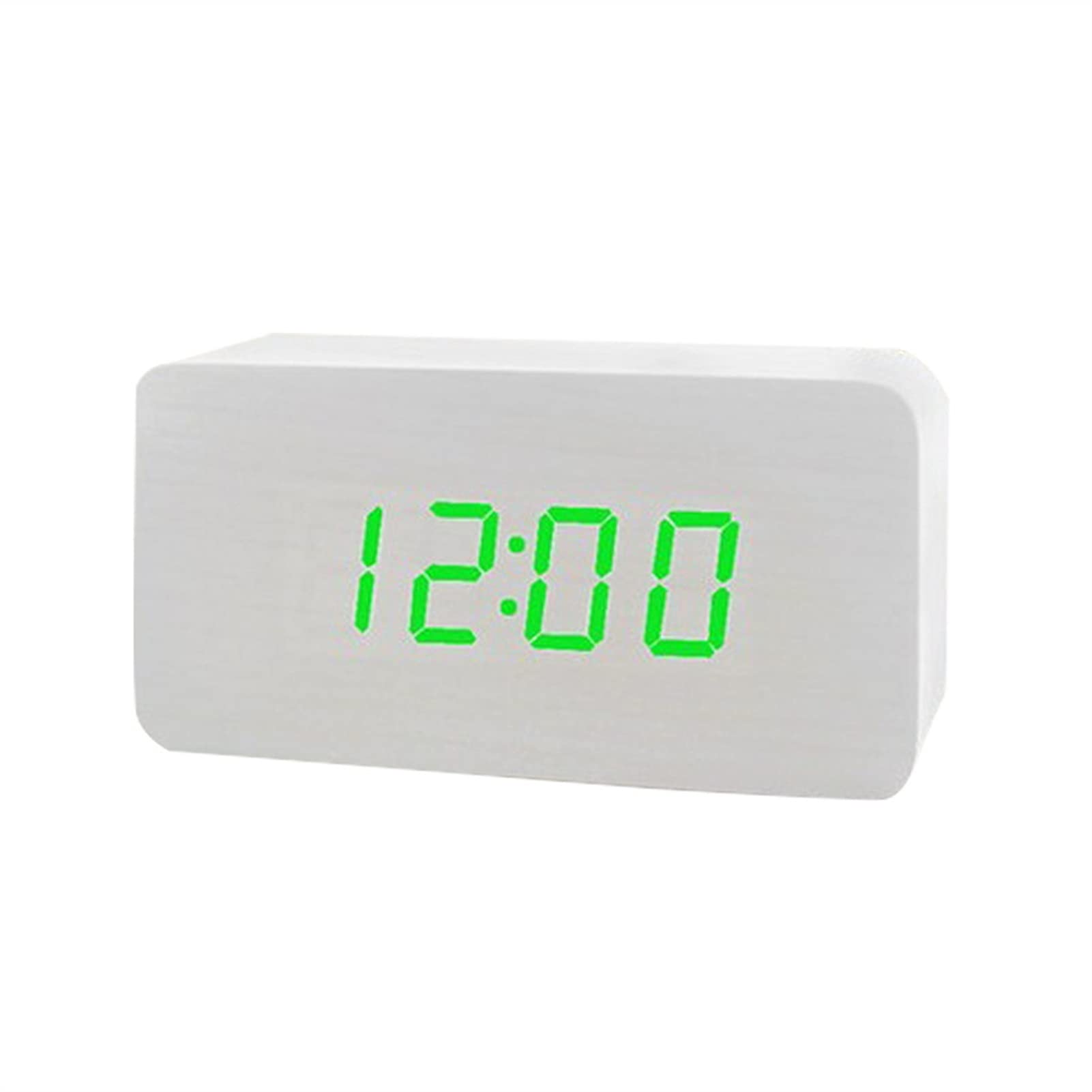 Reloj despertador, control de sonido, reloj de mesa electrónico, regalo de cumpleaños, madera, LED, reloj despertador moderno, reloj digital de escritorio blanco